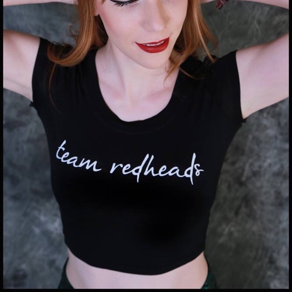 Team redheads black crop top